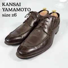 【本革】カンサイヤマモト　ビジネスシューズ（27）革靴　Uチップ　茶のサムネイル