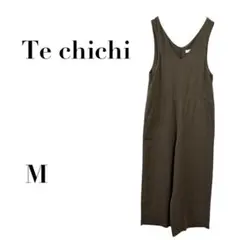 テチチ　Vネックオールインワン　カーキ　M シンプル　ナチュラル　カジュアル