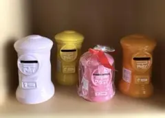 郵便ポスト 貯金箱 4個セット 昭和 레트로 陶器製 郵便局記念品