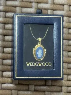 WEDGWOOD ウェッジウッド ペンダント トップネックレス青と金オーバル型