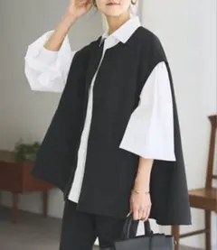 極美品✨LE PHILルフィル//ミラノリブジレ/ジレベストニット ブラック