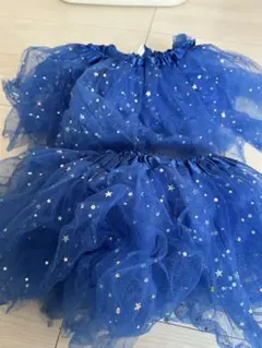 青色 星柄 チュールスカート 2点セット