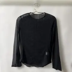 「即日発送」S UNIQLOブラックメッシュ長袖トレーナースウェットトップス