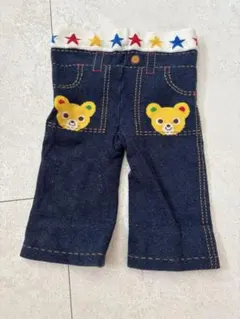 ミキハウス ベビーパンツ くま 星柄 デニム風