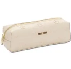 シンプルエンボスデイジー スクエアペンケース ベージュ