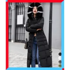 新品 キルティングフェイクダウンコートロング丈 ロングベンチコート ベルト付き