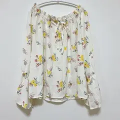 花柄ブラウス キャンディスリーブ オフショル 2way 春物 フェミニン M