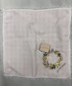 未使用 刺繍レース ハンカチ 花柄 ナチュラル