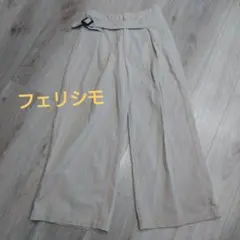 虹*色様 フェリシモIEDITベージュ コーデュロイ ワイドパンツMサイズ