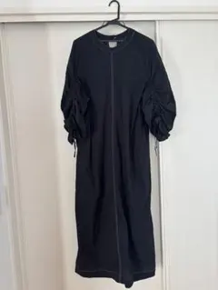 【LOWRYSFARM】バンドカラー　ロングワンピース　ブラック　Fサイズ