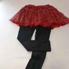赤フリルスカートと黒レギンスセット 120