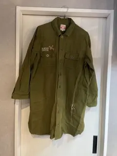 チチカカ刺繍入りオリーブグリーンミリタリージャケット