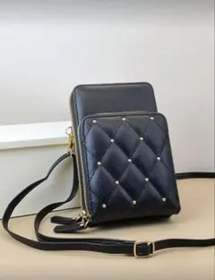 新品未使用キルティングデザイン スマホショルダーバッグ 黒