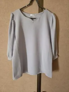 【美品】GLACIER パール・ビジュー付き 六分袖 ブラウス ラベンダー L