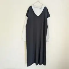 hareiro ハレイロ　重ね着風　エンボス　ロングワンピース　LL　美品