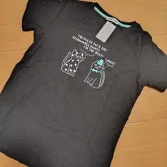 猫柄 半袖Tシャツ 猫好き 黒 レディースM 綿100