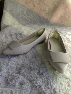 【美品】しまむら CLOSSHI パンプス Mサイズ グレージュ ローヒール