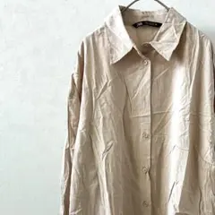 ZARA シャツ 長袖 サイドスリット 無地 ゆったり オーバーサイズ 羽織り