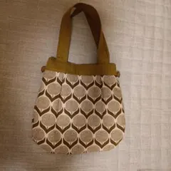 ハンドメイド　グラニーバッグ　トートバッグ　ショルダー　チューリップ　黄土色