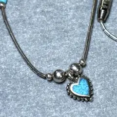 vintage starring ターコイズ　青いハート型ペンダント ネックレス