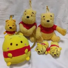 ディズニー 　プーさん　 ぬいぐるみタオル掛　 マスコット キーホルダー　６点