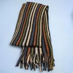 ストライプ柄フリンジマフラー