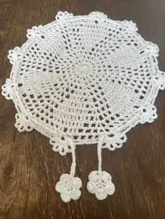 ドイリー巾着 ホワイトかぎ針編み巾着袋