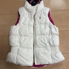 ラルフ　白&ピンク　リバーシブル ダウンベスト 100cm~ ホワイト/ピンク