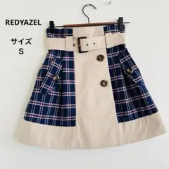 レディアゼル　フレアスカート チェック柄　ネイビー ベージュ ミニ　Ｓ