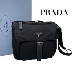 美品】プラダ ナイロン 三角ロゴ ショルダーバッグ ブラック 6758
