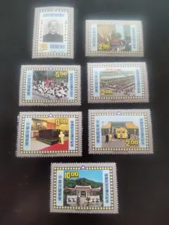 中国 台湾切手 蒋介石逝去一周忌 7種完 タトウ付 未使用 美品