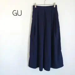 ジーユー GU イージースカンツ ガウチョ ワイドパンツ ウエスト後ろゴム 紺