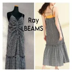Ray BEAMS / ギンガム キリカエ キャミ ワンピース