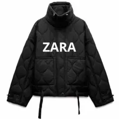 ZARA 撥水加工 パフジャケット XS ブラック キルティングジャケット　黒