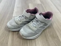 アディダス グレー ピンク スニーカー ベルクロ　22cm