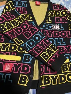 値下げBABYDOLL カーディガン 黒色 ロゴプリント