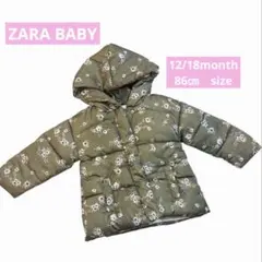 ZARA BABY ザラベビー 小花柄 中綿アウター 裏起毛カーキ 80〜90