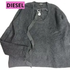 dieselディーゼルチャームベルト付ブラック Uネアルカパwoolセーター黒のサムネイル