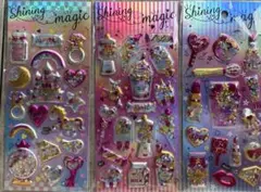 シャカシャカシール3枚セット 立体シール　ホログラムシール　ぷっくりシール