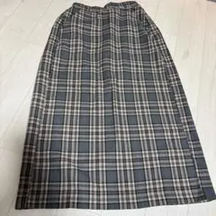 グレー系チェック ロングスカート