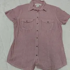 【H&M】半袖シャツ 赤白ストライプ Mサイズ