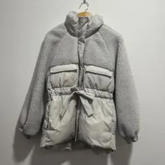 H&M グレー フリースジャケット ウエストベルト付き