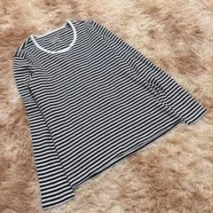 無印良品（M） ボーダーカットソー 長袖 ブラック ホワイト シンプル 定番