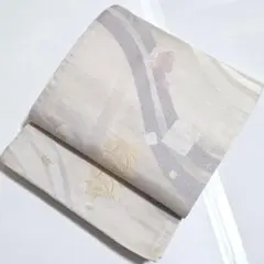 A5◇着物くつろぎ 夏物 露草の花 銀糸 薄青 六通 正絹 薄物 絽 紗 袋帯