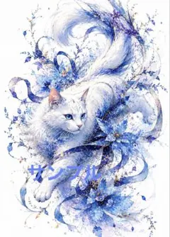 虹彩宝猫姫 猫 ネコ 開運絵画 アート 額縁なし 風水 スピリチュアル 御
