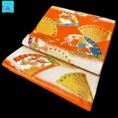 【美品】六通柄袋帯　扇子文様　金糸　振袖　黒留袖　色留袖　訪問着　フォーマル