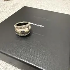 良品 サンローラン 23号 エングレーブ チェーン リング シルバー