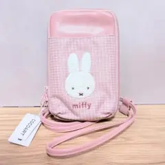 ミッフィー miffy スマホショルダー バッグ ピンク チェック 新品