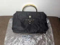 PRADA プラダ 三角ロゴ ナイロン ハンドバッグ ゴールドハンドル