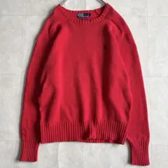 Polo by Ralph Lauren 赤 コットンニット M 刺繍ロゴ